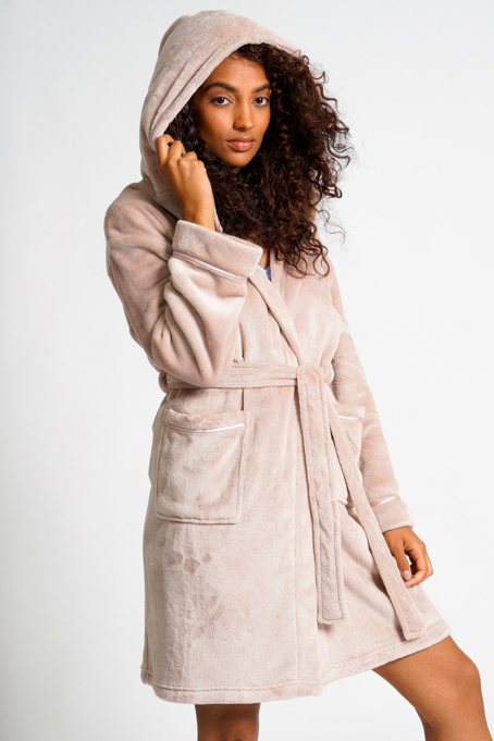 Mink Hooded Fleece Robe